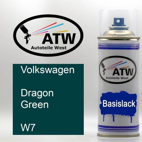 Volkswagen, Dragon Green, W7: 400ml Sprühdose, von ATW Autoteile West.